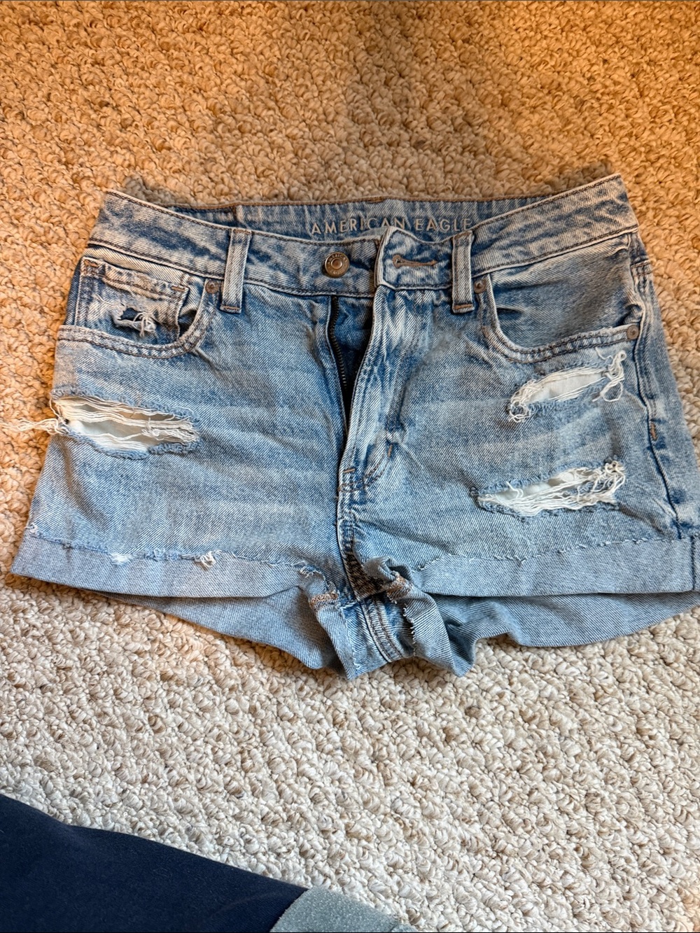 American Eagle Outfitters Light Wash Distressed Denim Shorts